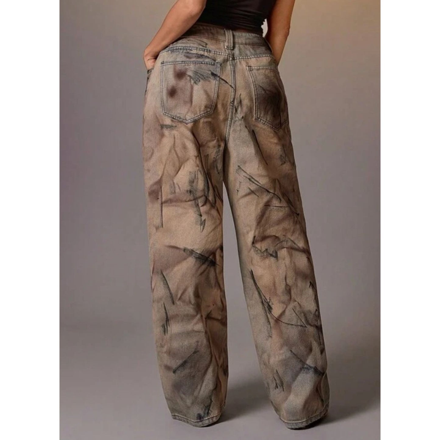 Pantalón Ancho Urbano con Estampado Abstracto
