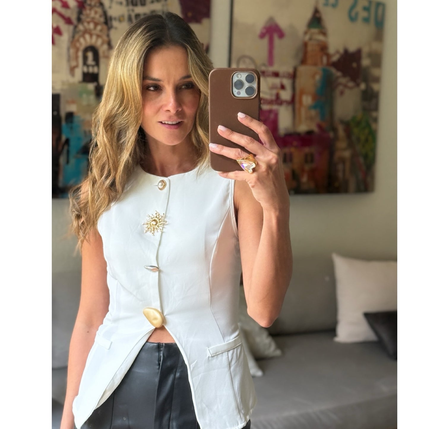 Top tipo chaleco con Botones Decorativos