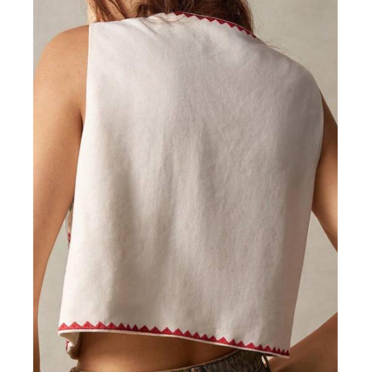 Chaleco Floral con Lazos Boho