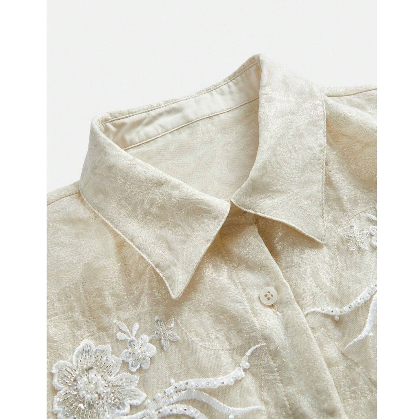 Camisa Con Apliques En Perlas