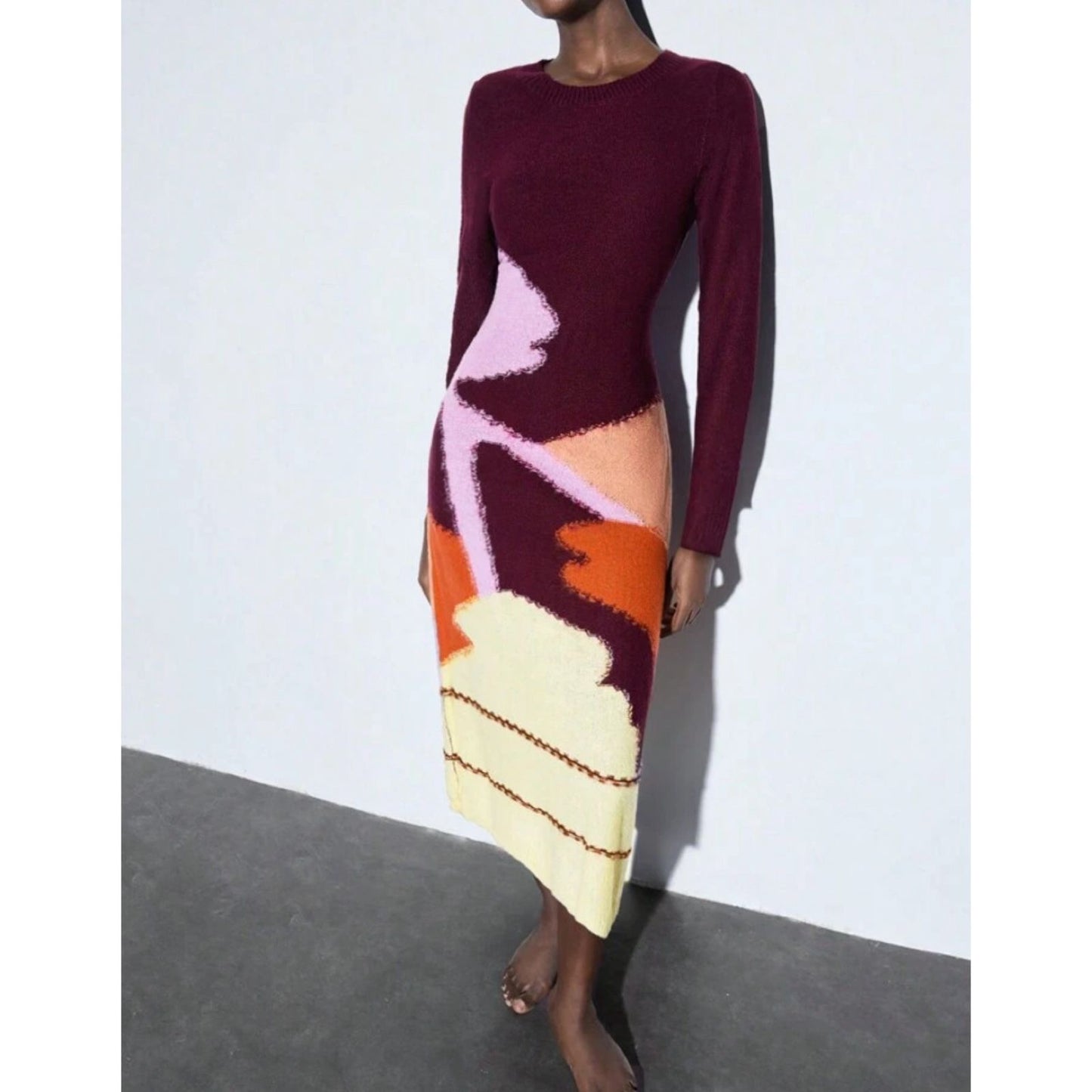 Vestido Midi Tejido con Estampado