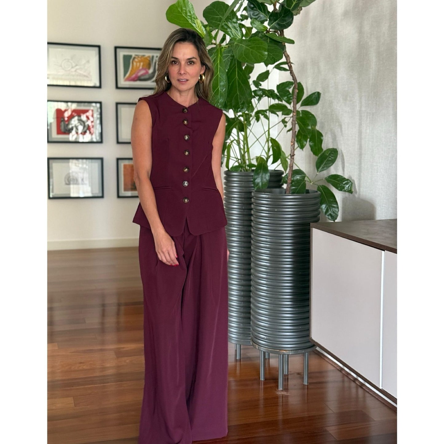 Set Top y Pantalon Burgundy Cs
