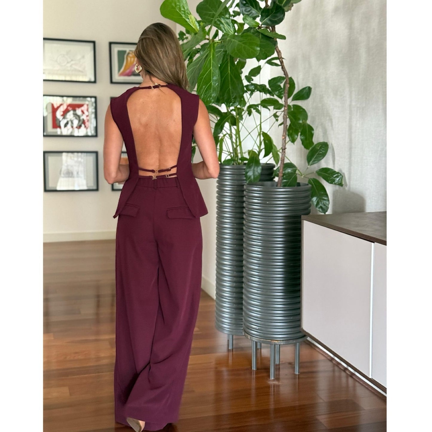 Set Top y Pantalon Burgundy Cs