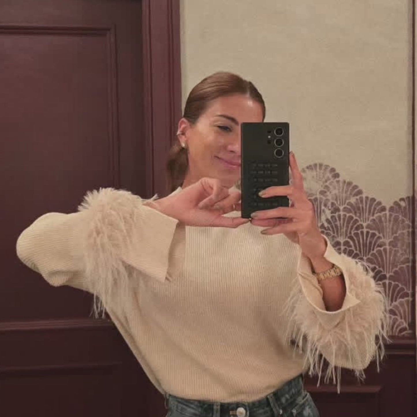 Sweater Tejido con Mangas de Pelos As