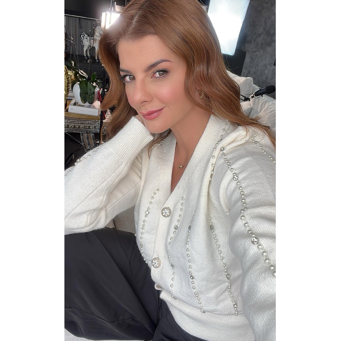 Cardigan with Glitter Rhinestones