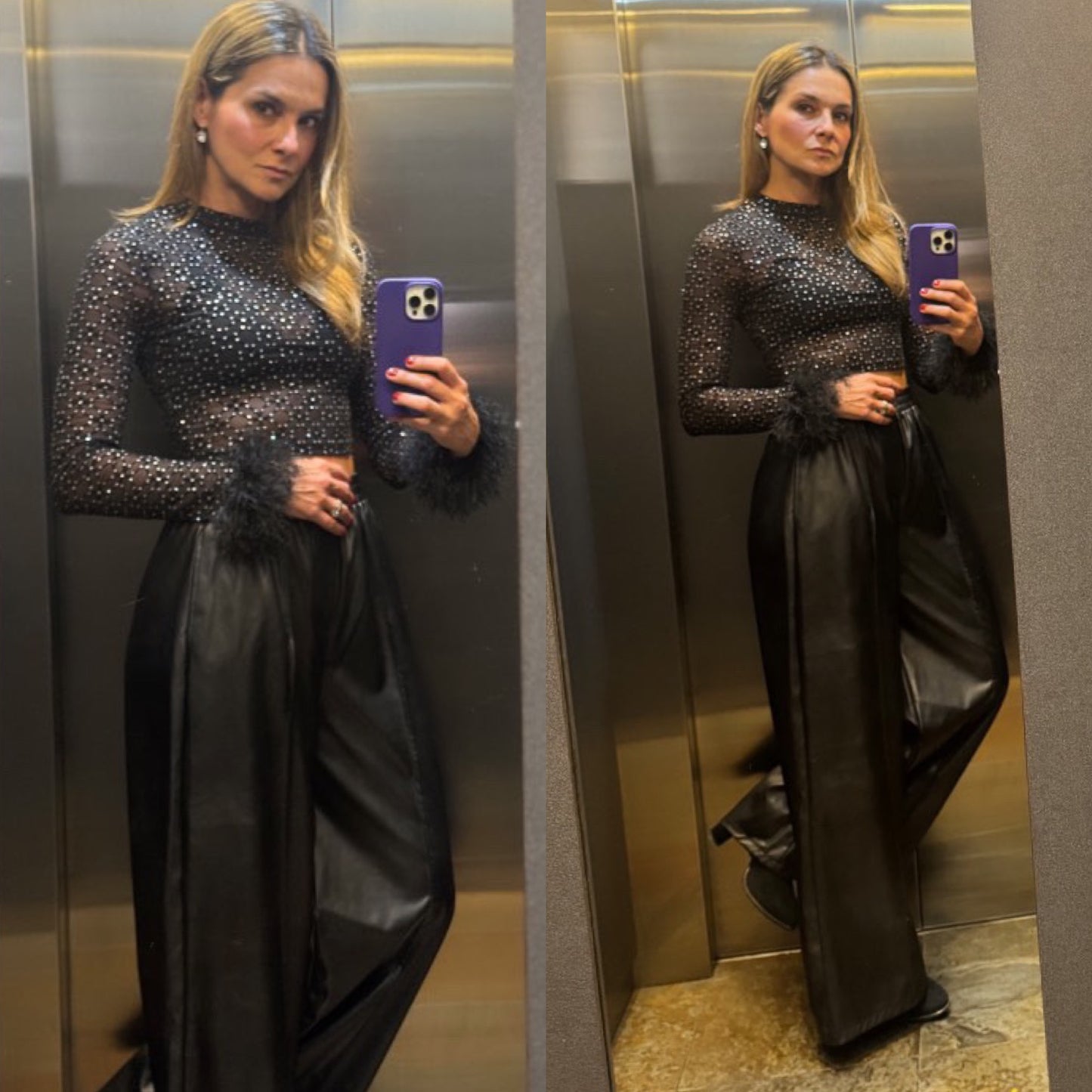 Pantalón de Cuero con Pretina Elástica