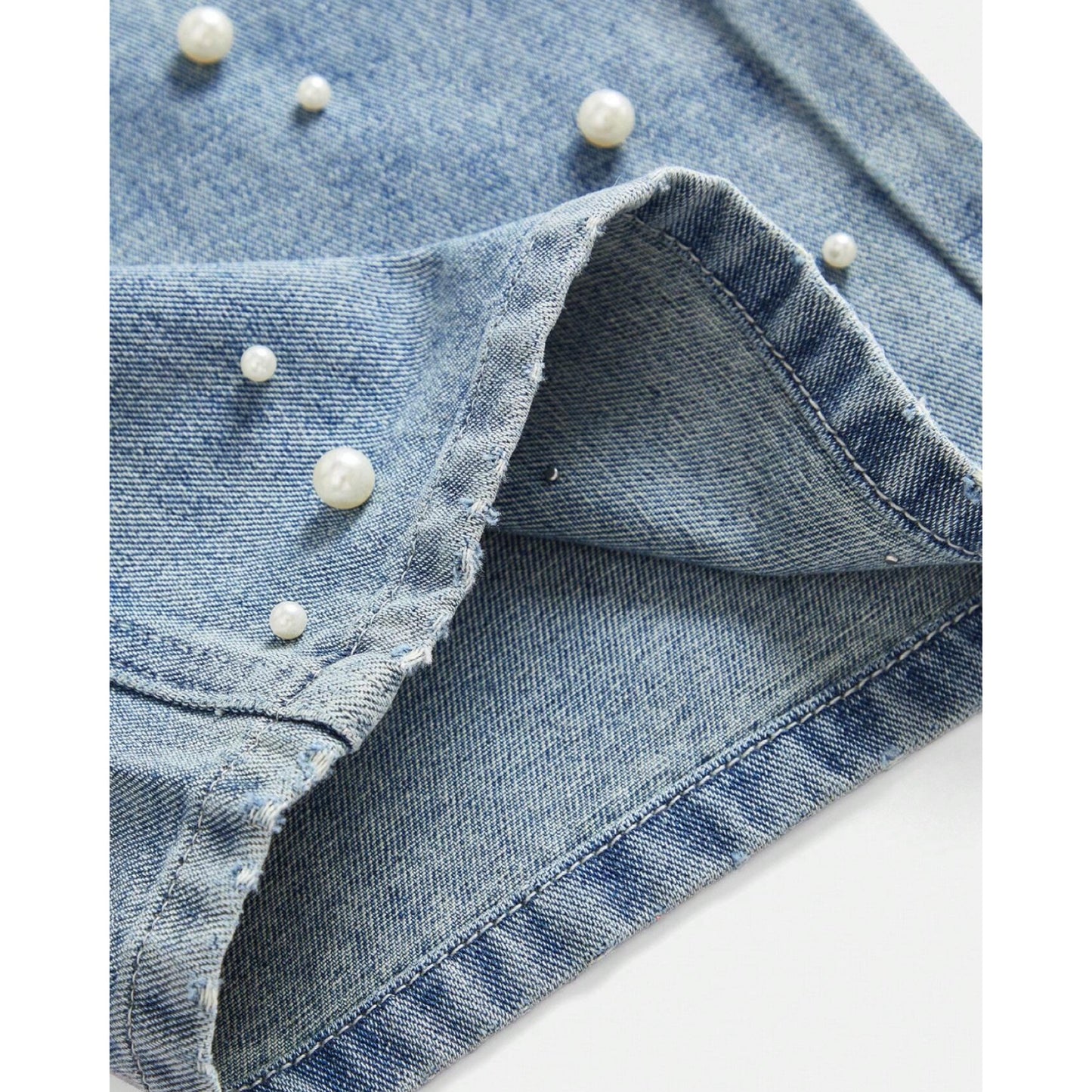 Set camisa y Jean denim con Perlas Mc