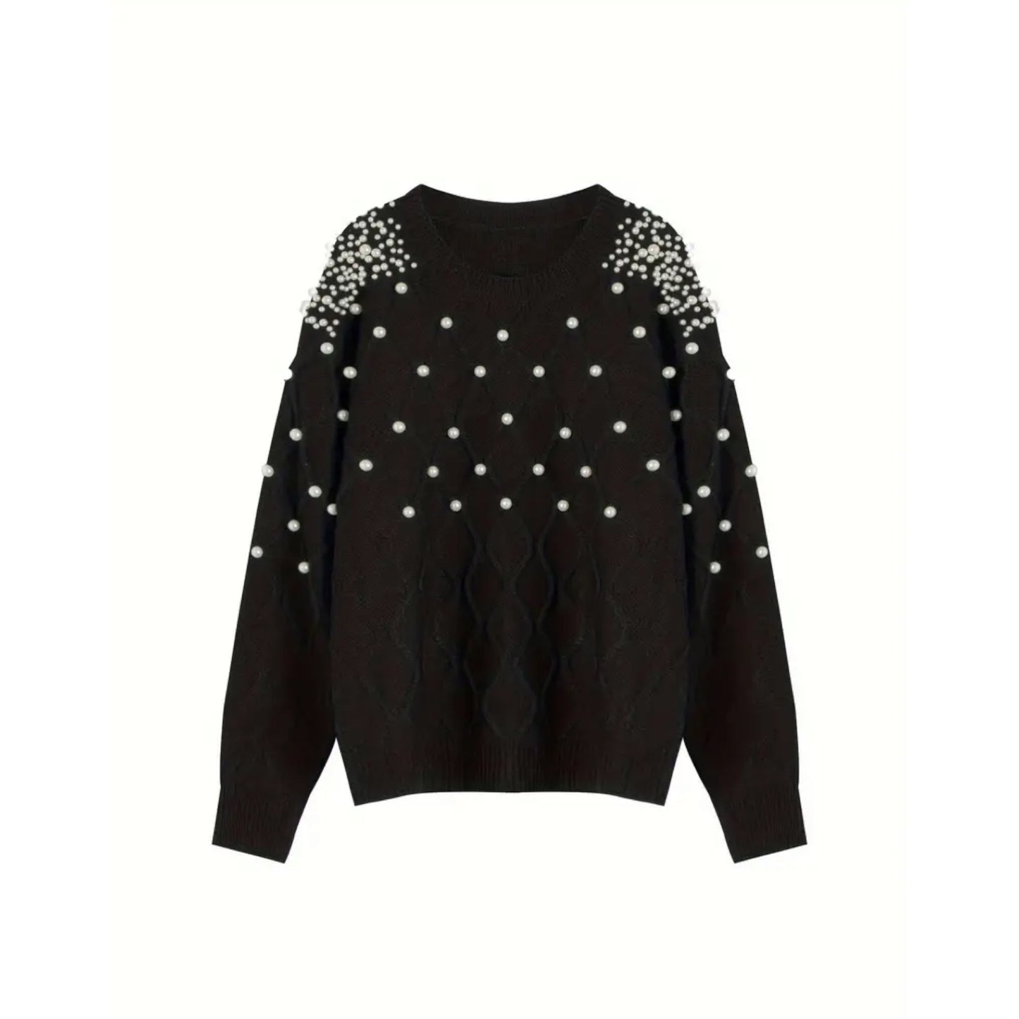 Knitted Sweater with Pearls