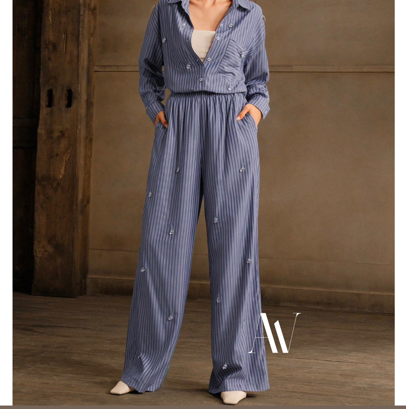 Shirt and Pants Set with Appliques