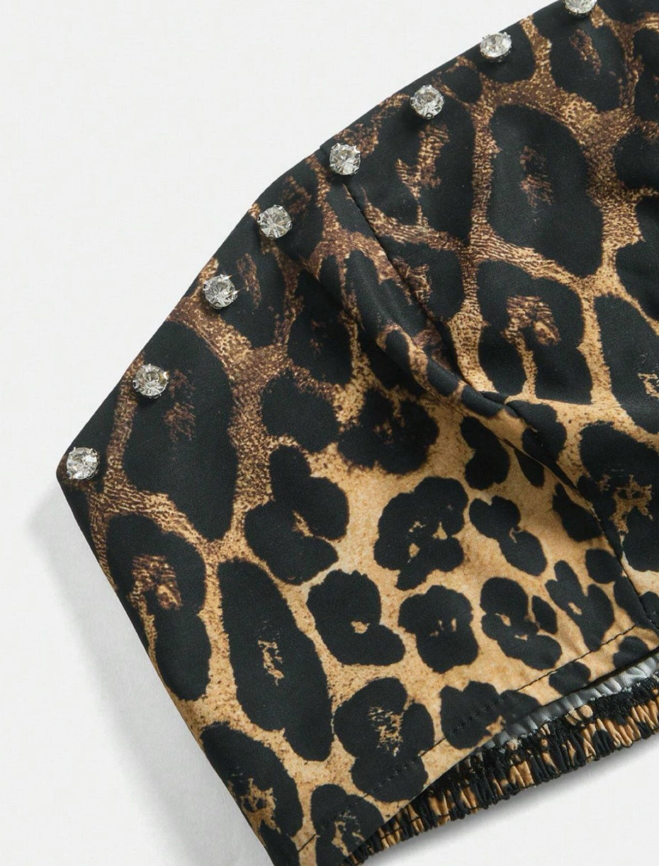 Set Crop Top y Falda Midi en Animal Print