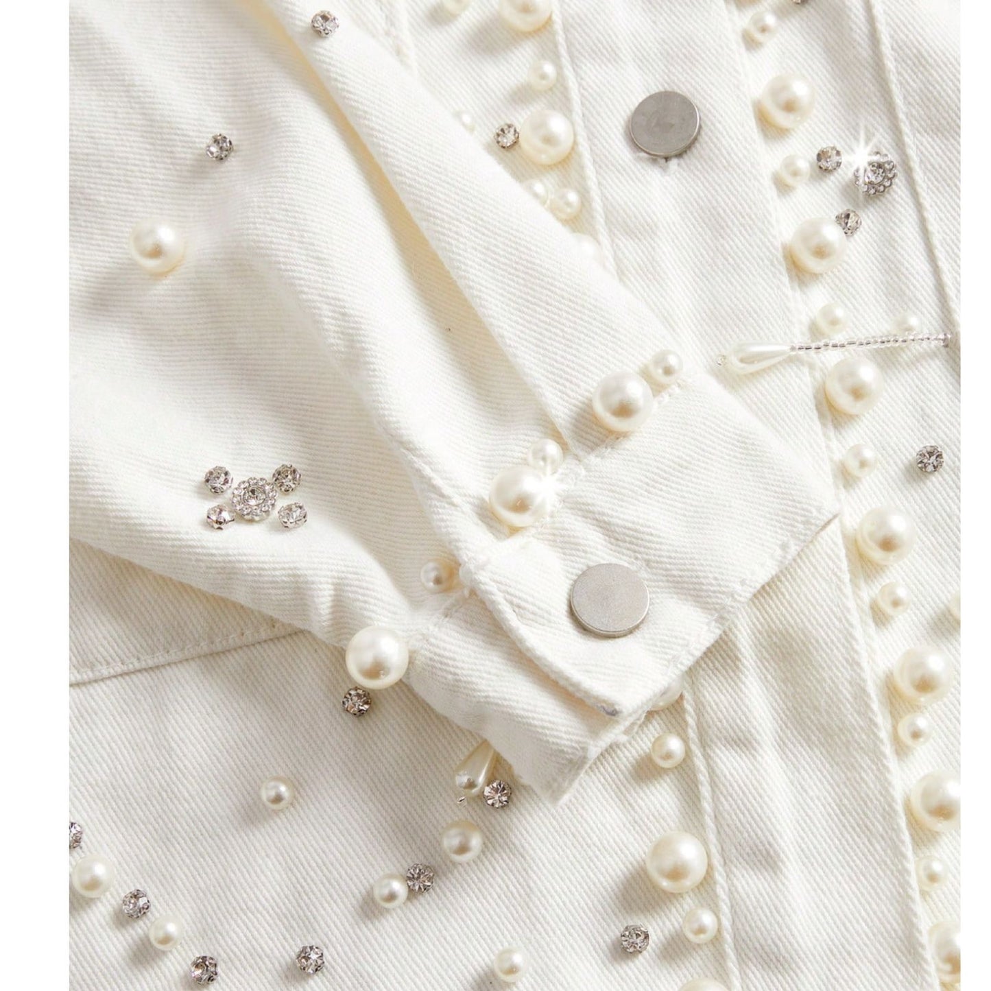 Chaqueta Recamada en  Perlas con Apliques Rhinestones