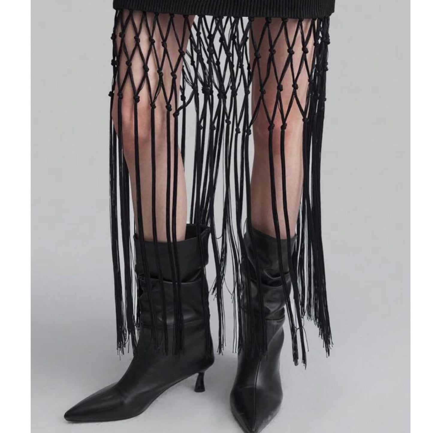 Vestido Tipo Sweater Tejido con Flecos