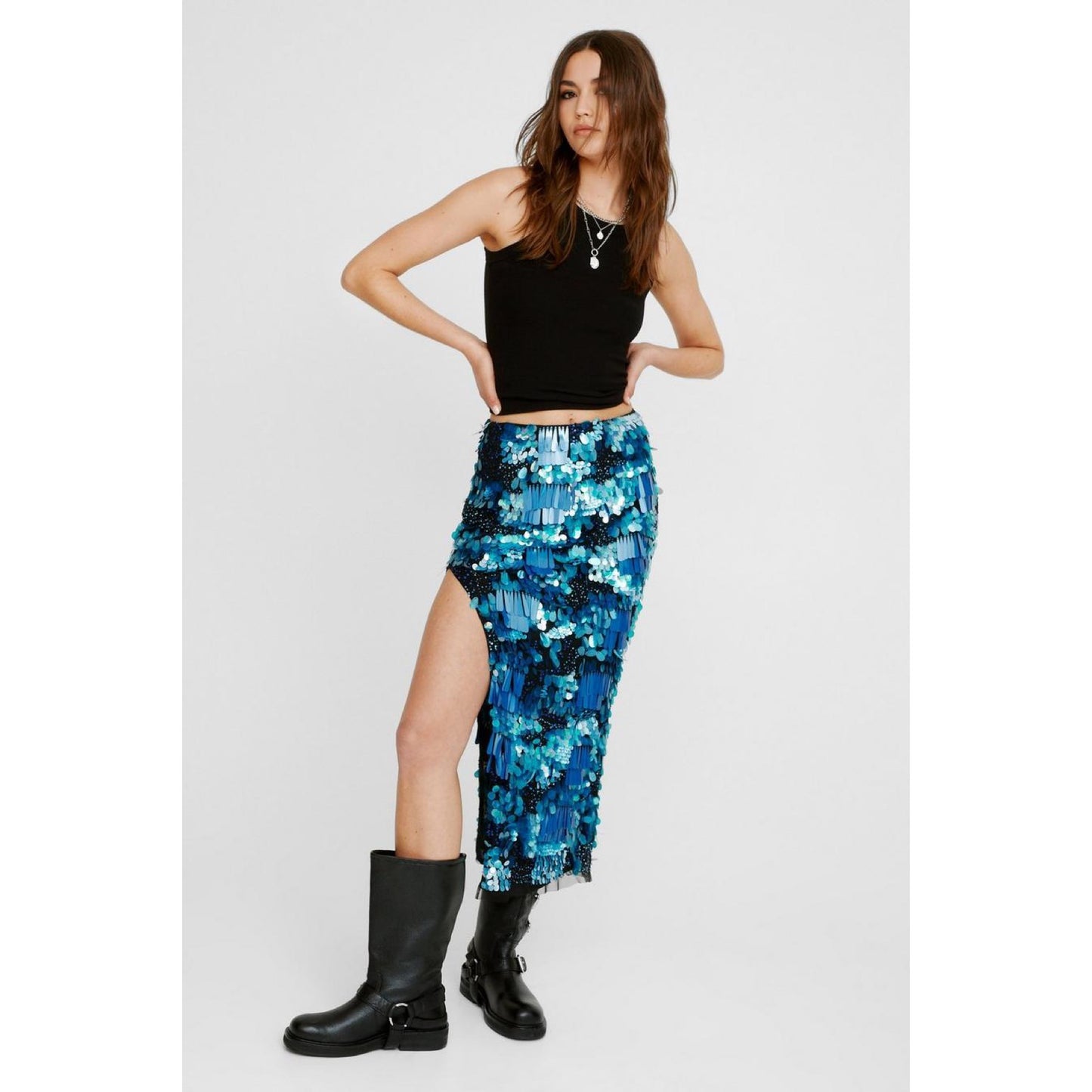 Falda Midi en Lentejuela Glitter
