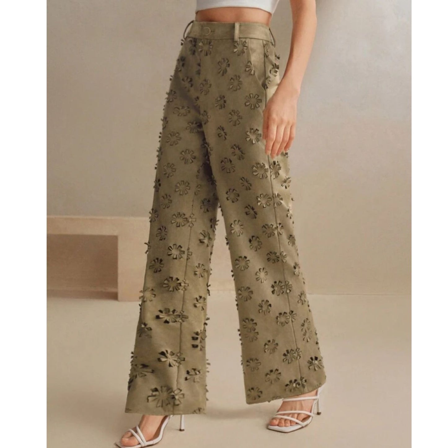 Pantalón en Gamuza Floral