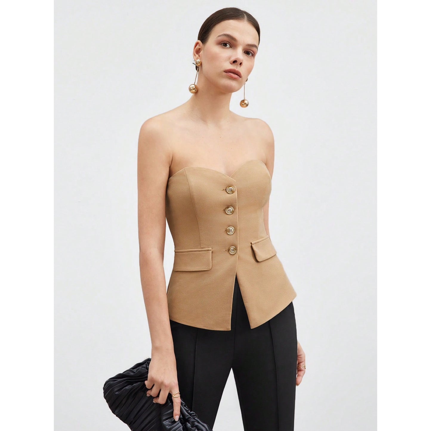 Top Strapless con Bolsillos