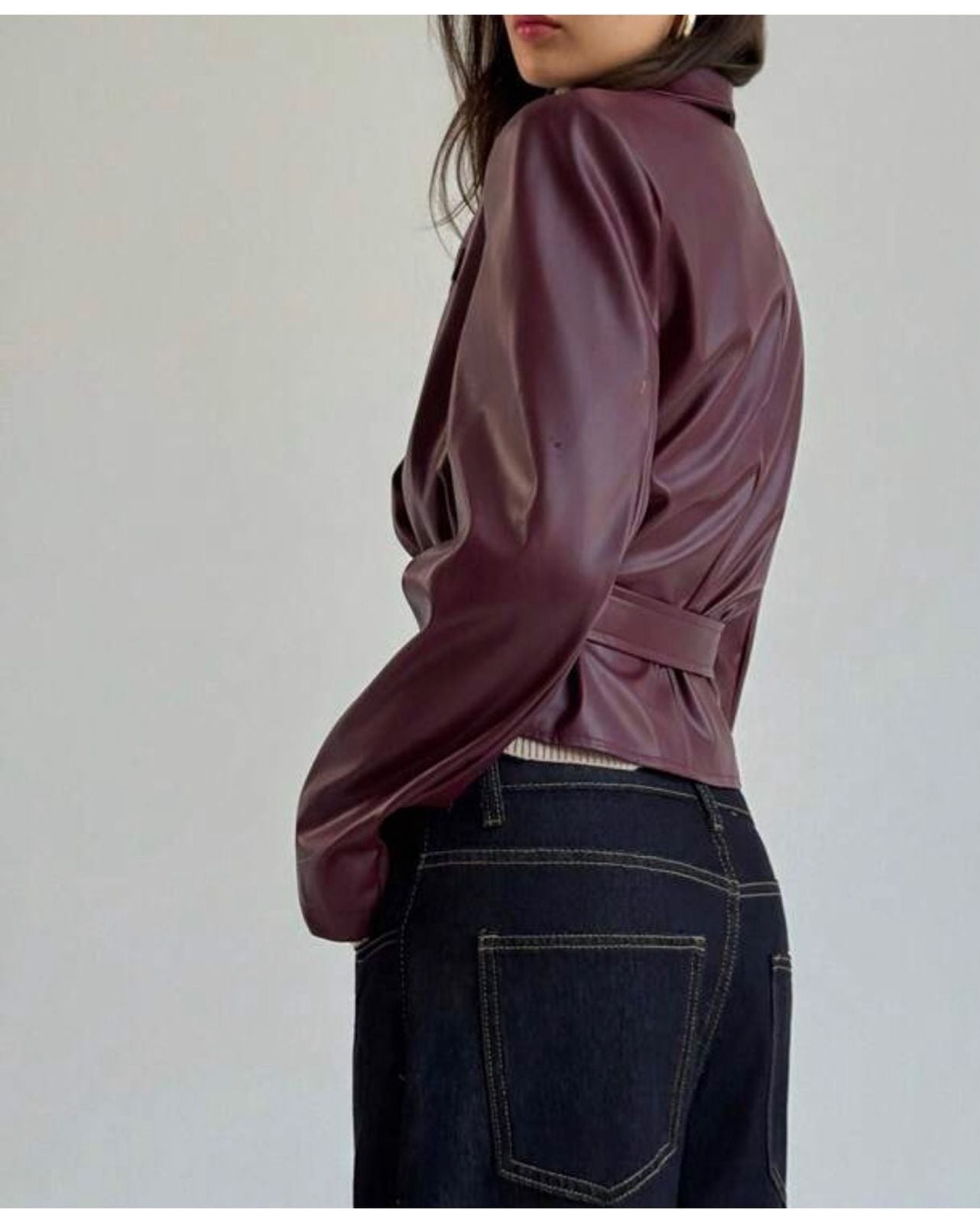 Blazer - Chaqueta en Imitación de Cuero con Cinturón