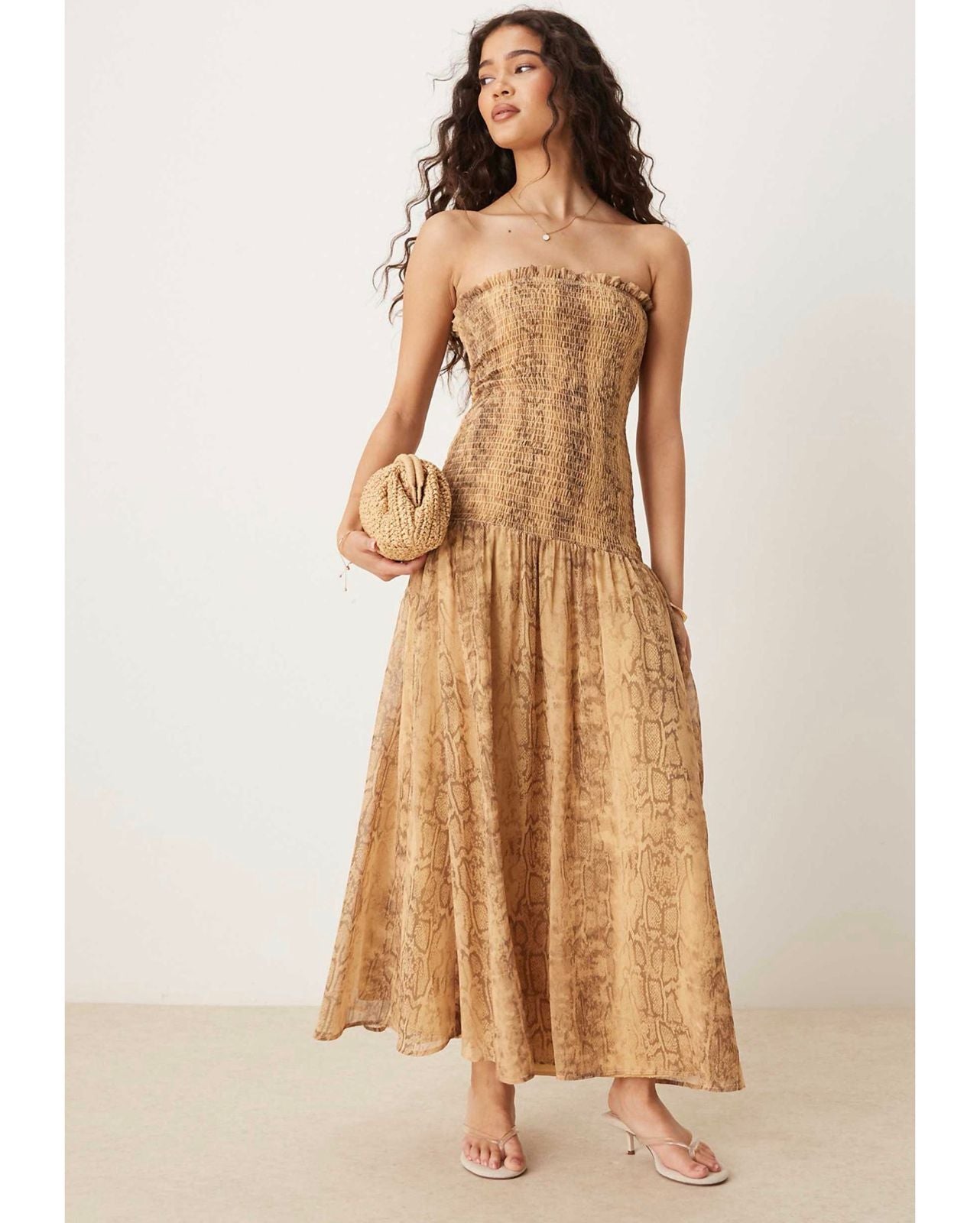 Maxi Vestido Strapless en Animal Print