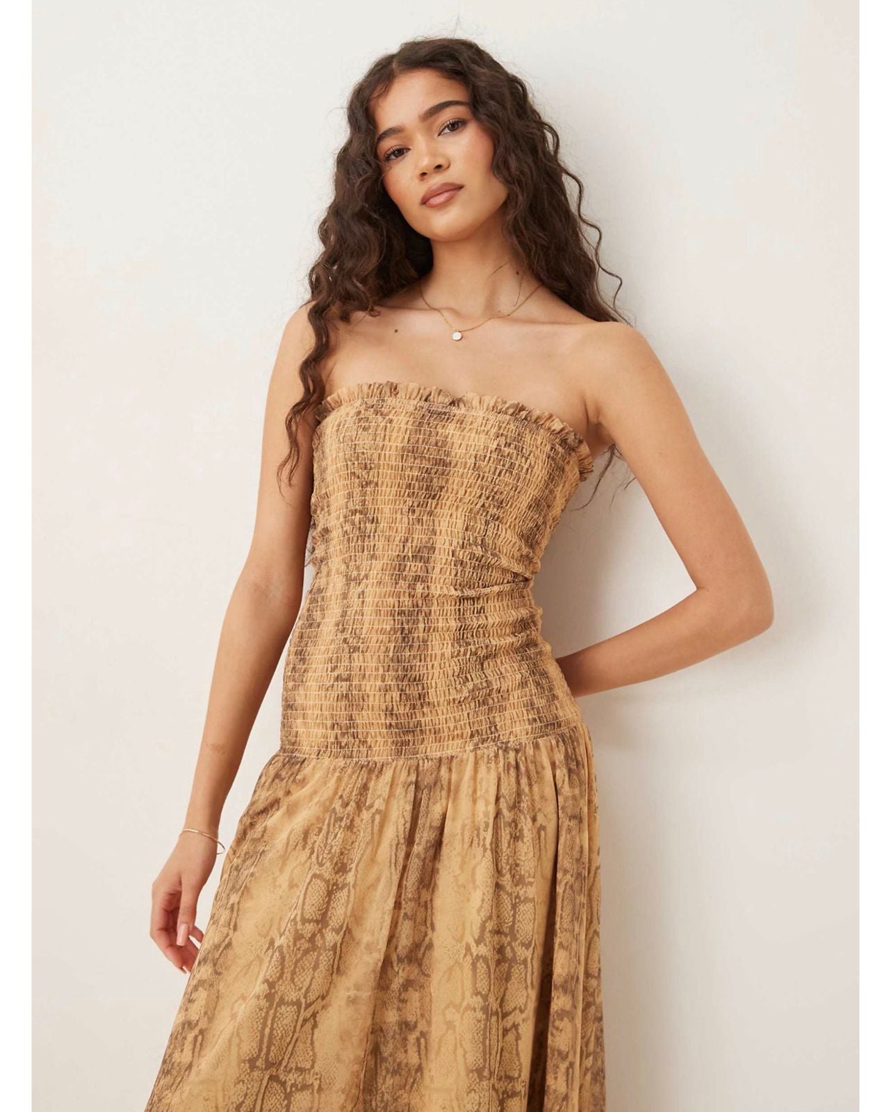 Maxi Vestido Strapless en Animal Print