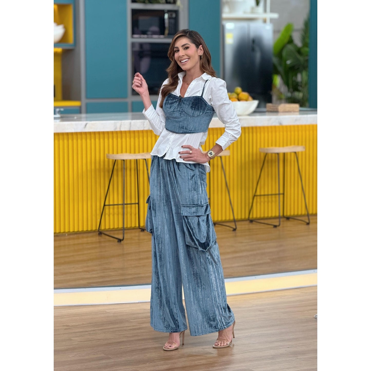 Set Crop Top y Pantalón en Velvet