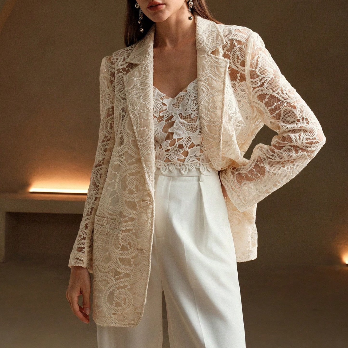 Floral Lace Sheer Blazer