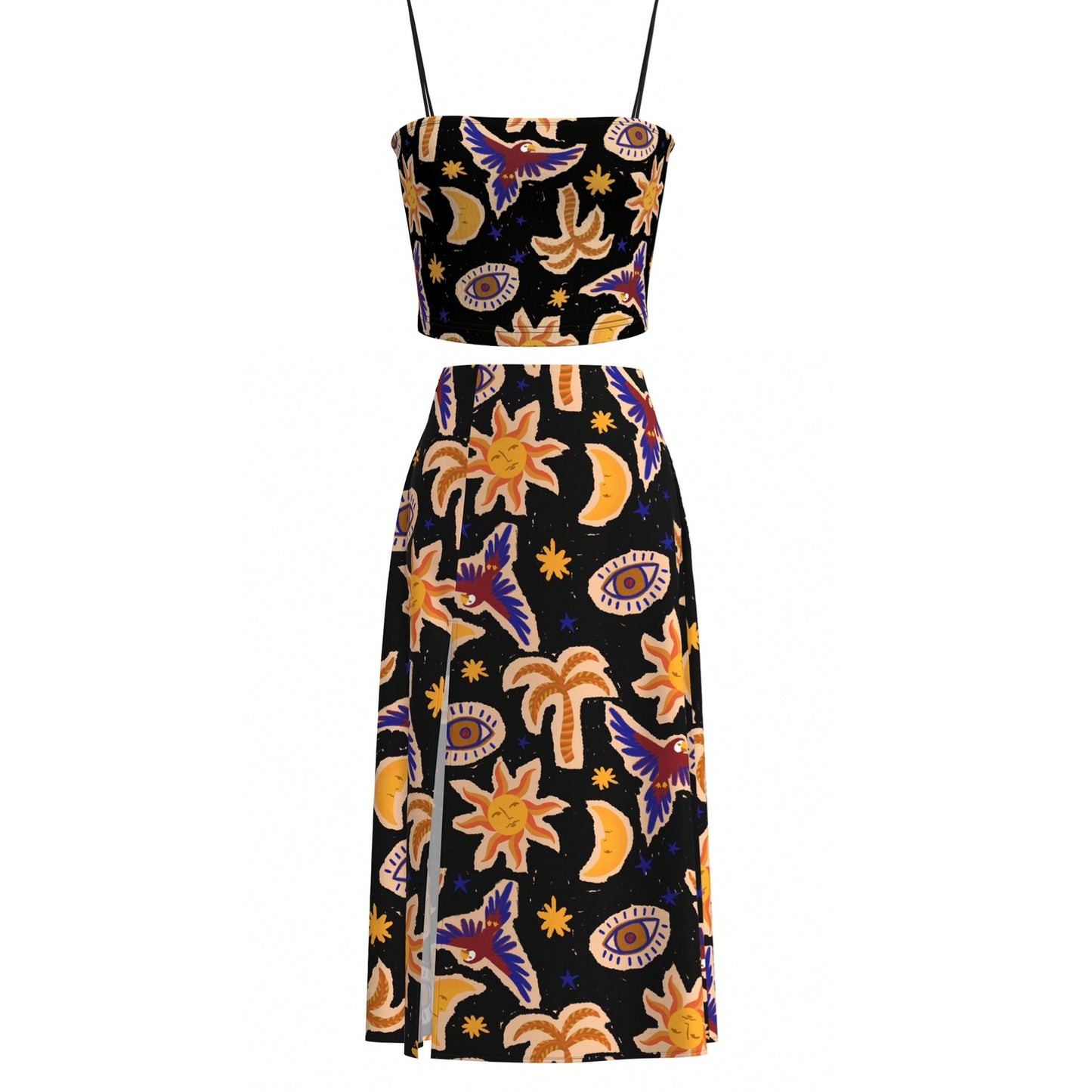 Boho Print Top and Skirt Set