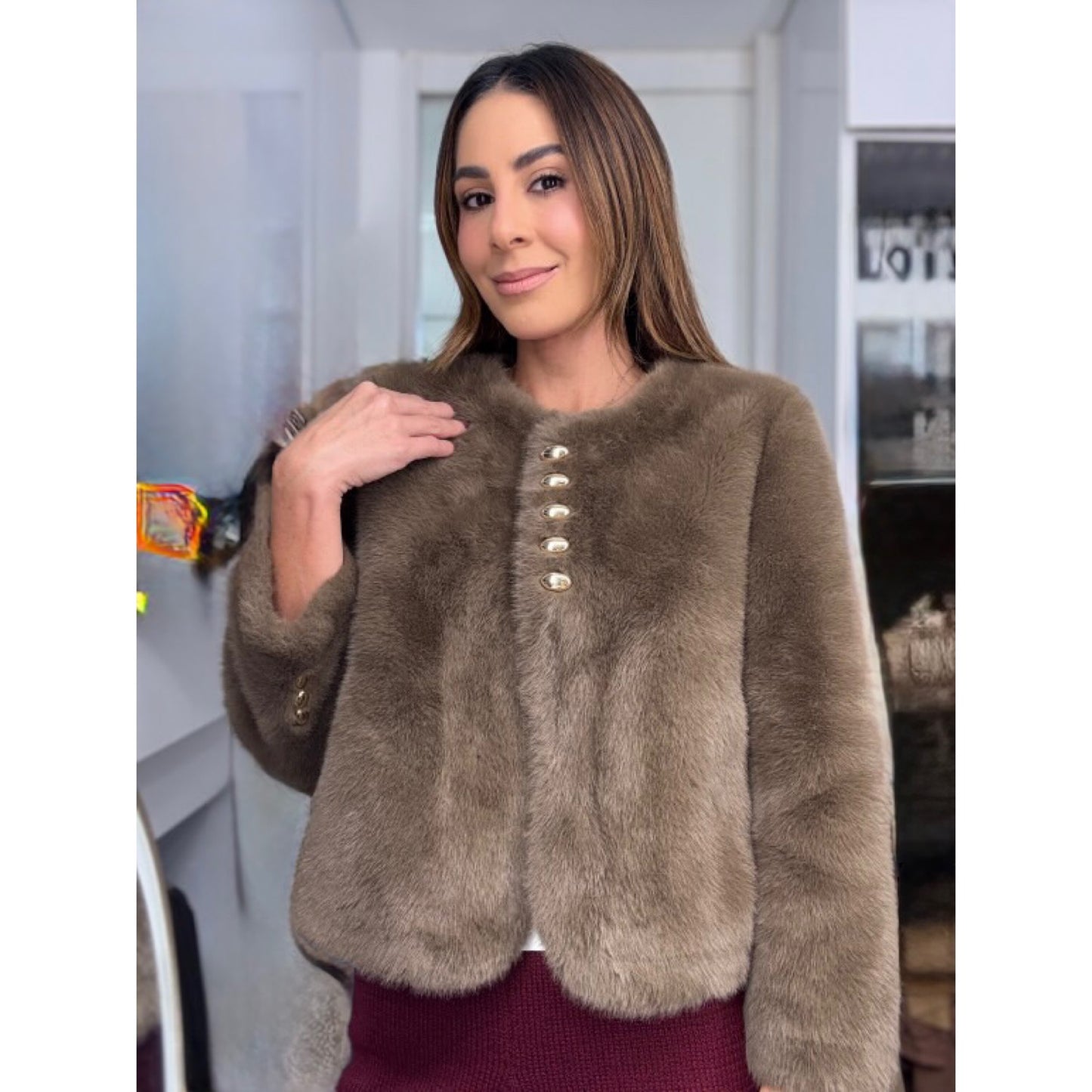 Chaqueta Fluffy Efecto Pelo