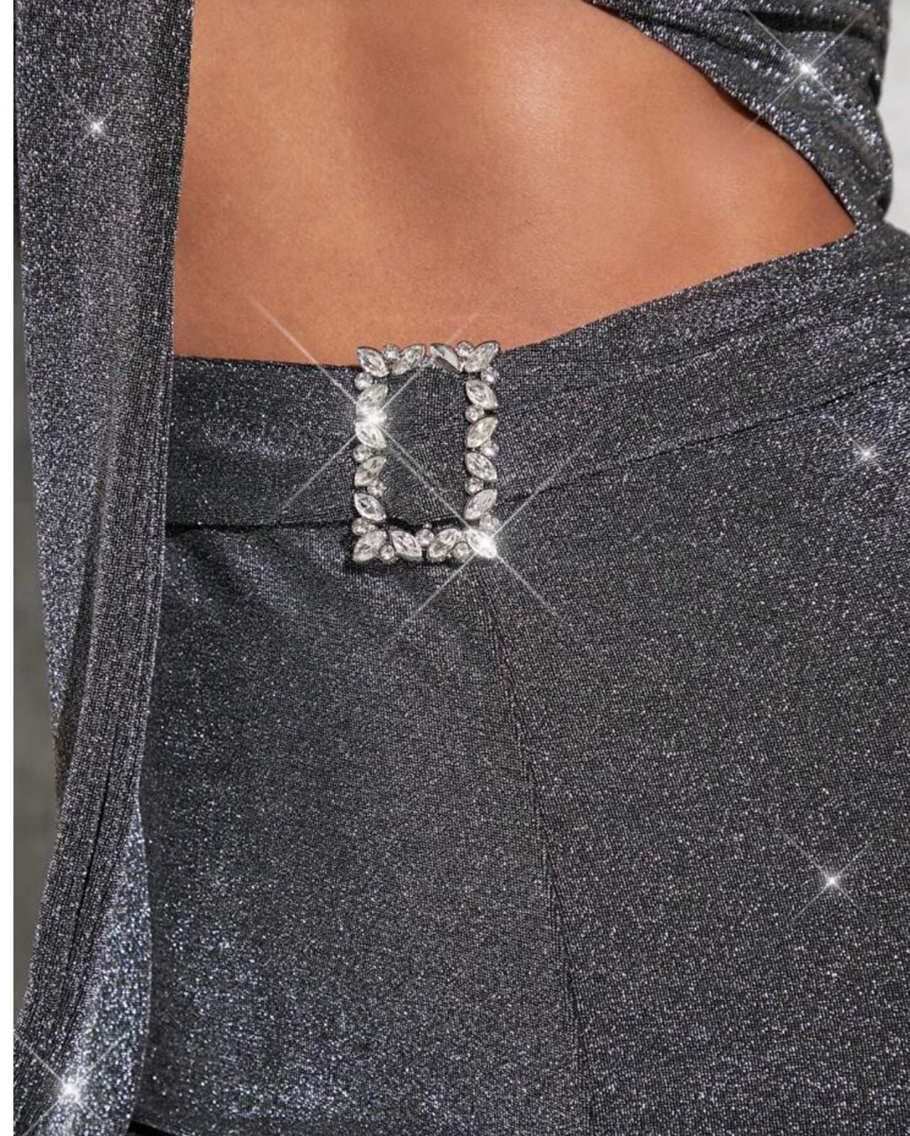 Enterizo con Escote Barco y Tejido Metalizado Vm