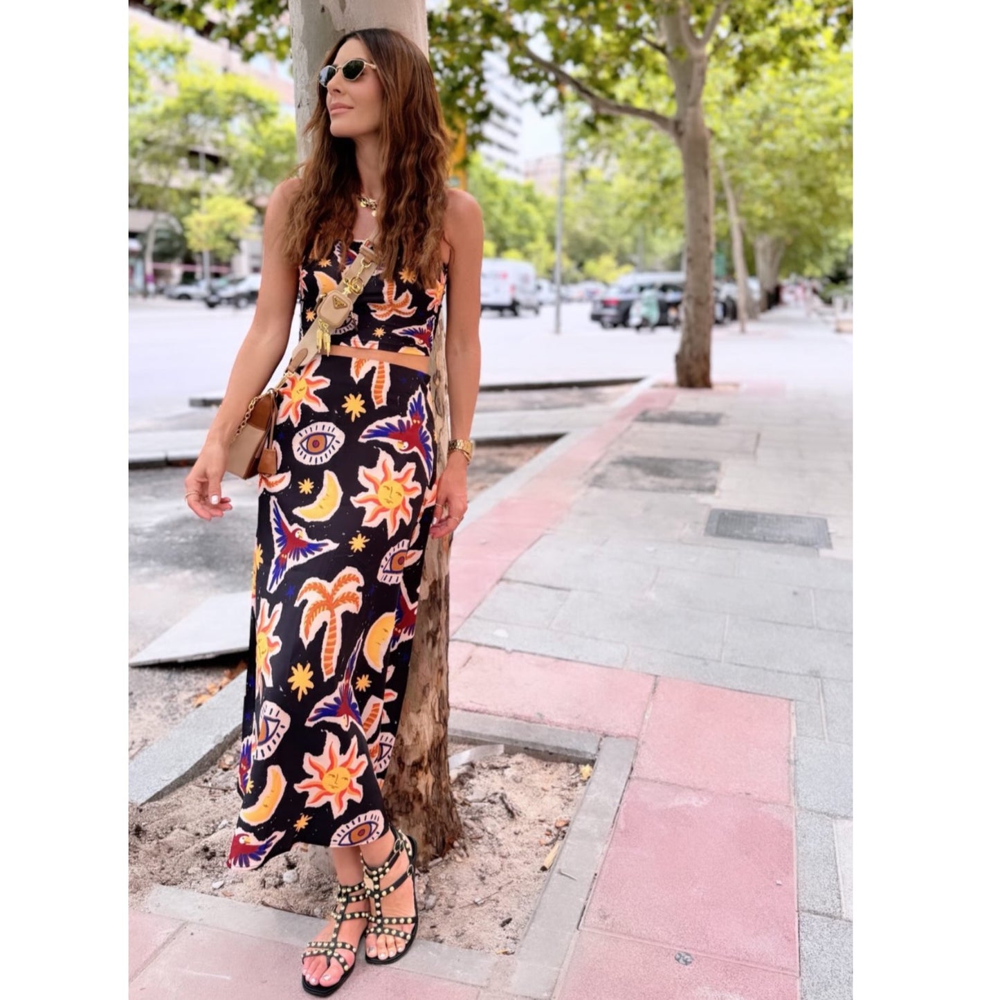 Boho Print Top and Skirt Set