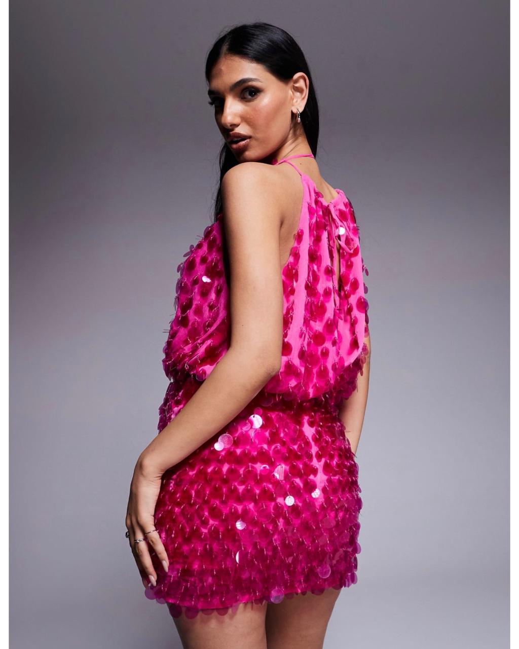 Vestido en Lentejuela con Escote en V Vm