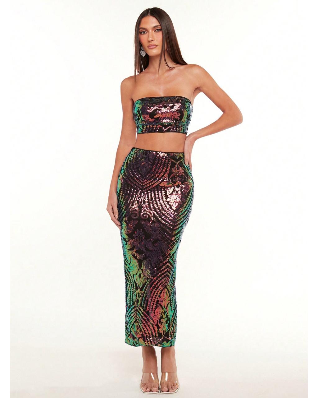 Set Top y Falda en Lentejuela Vm