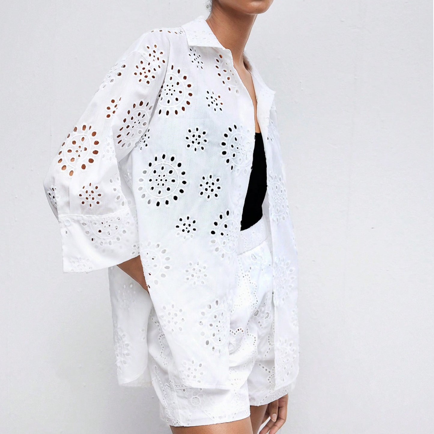 Top and Shorts Set in Eyelet