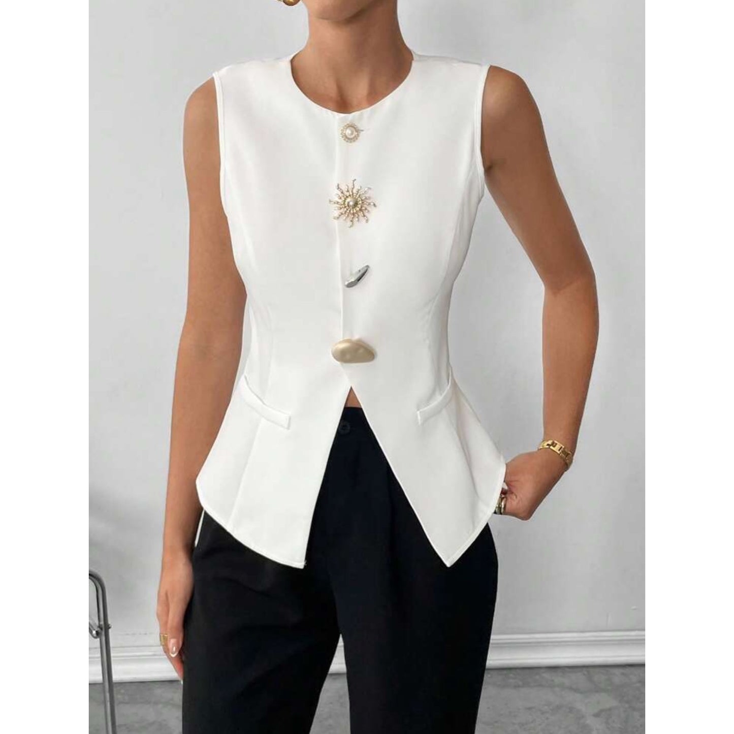 Top - tipo chaleco con Botones Decorativos