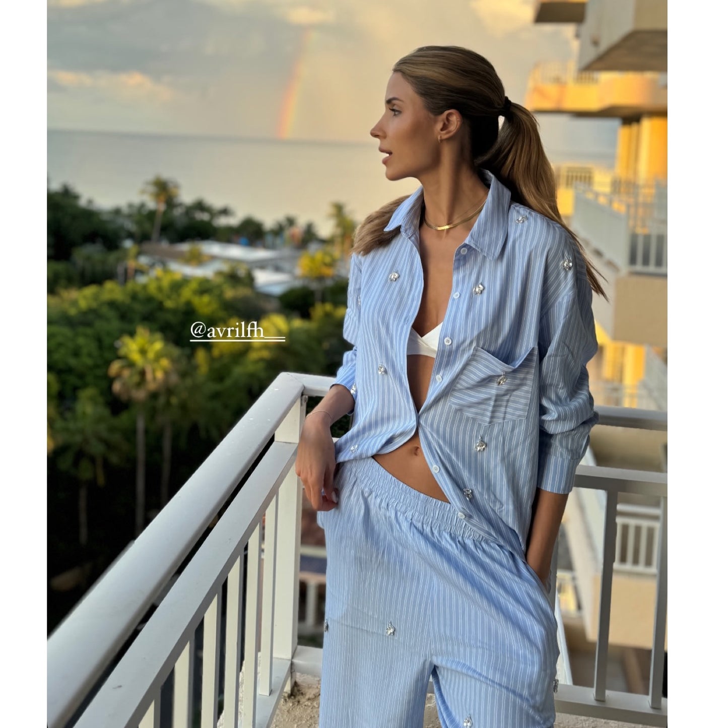 Shirt and Pants Set with Appliques
