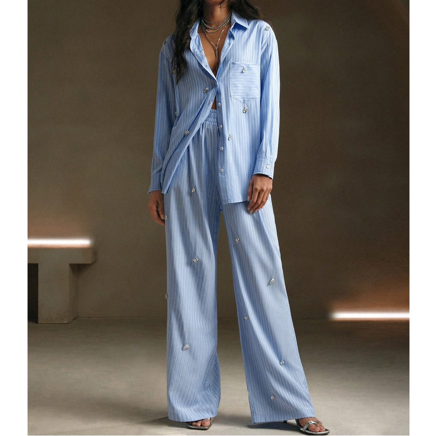 Shirt and Pants Set with Appliques