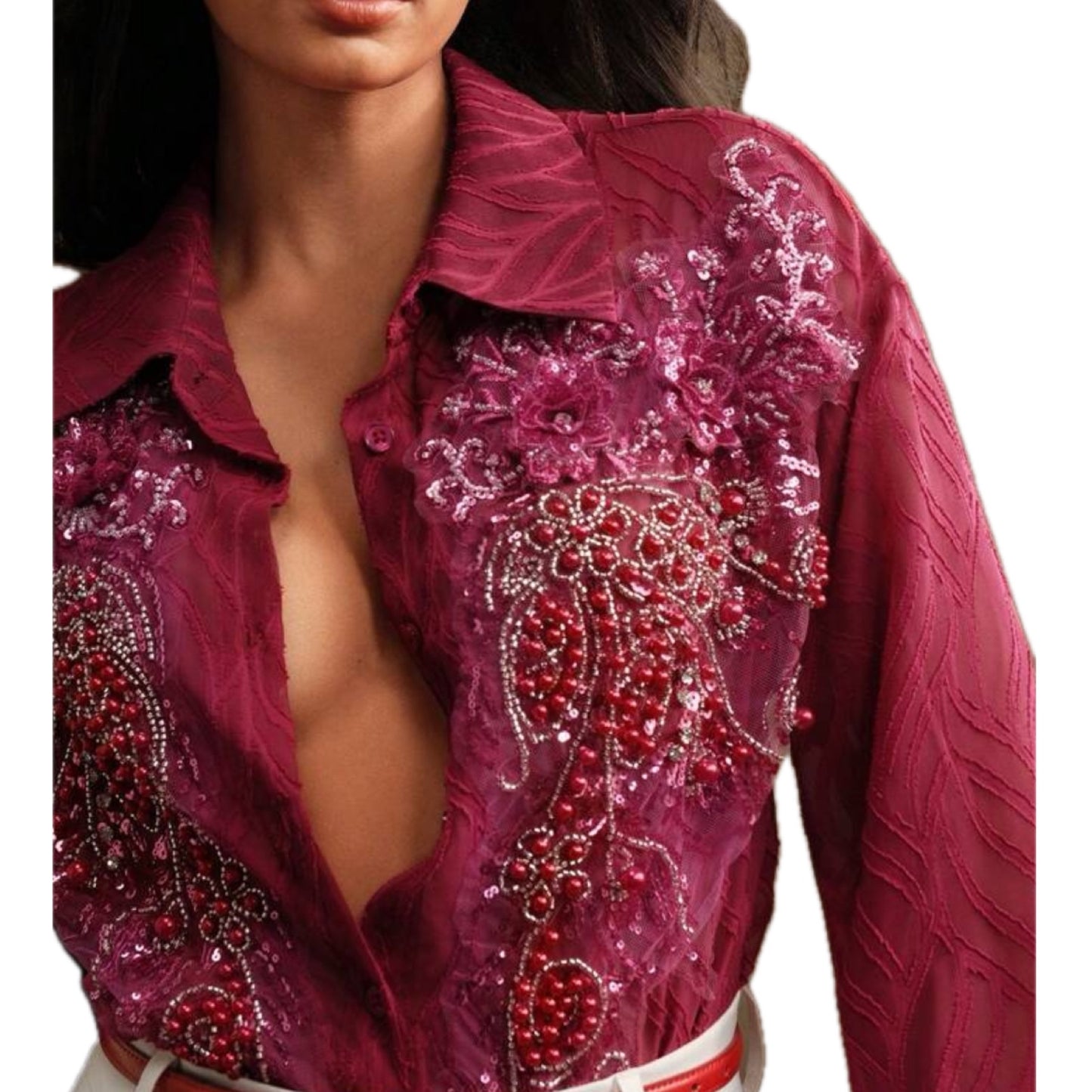 Camisa con Apliques Brillantes