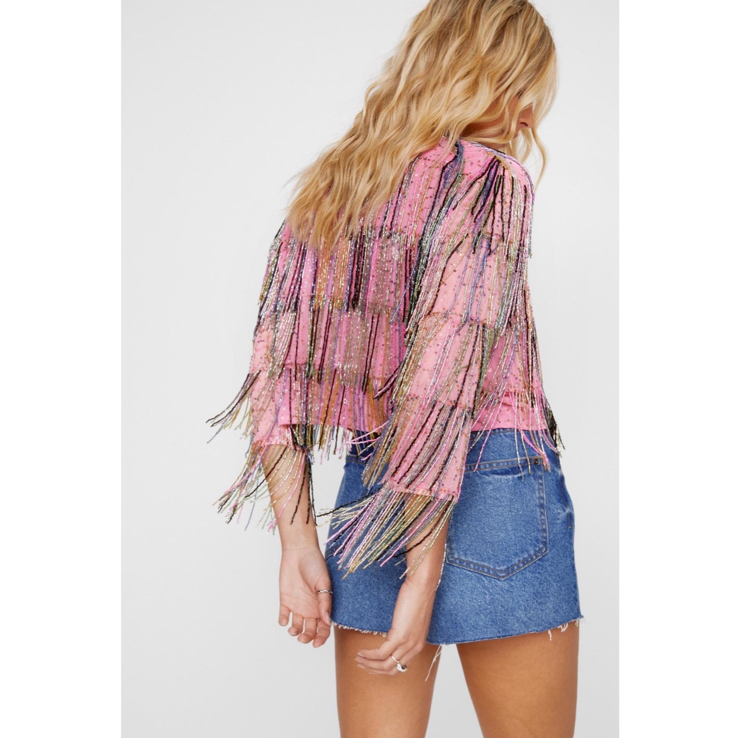 Cardigan with Glitter and Fringe