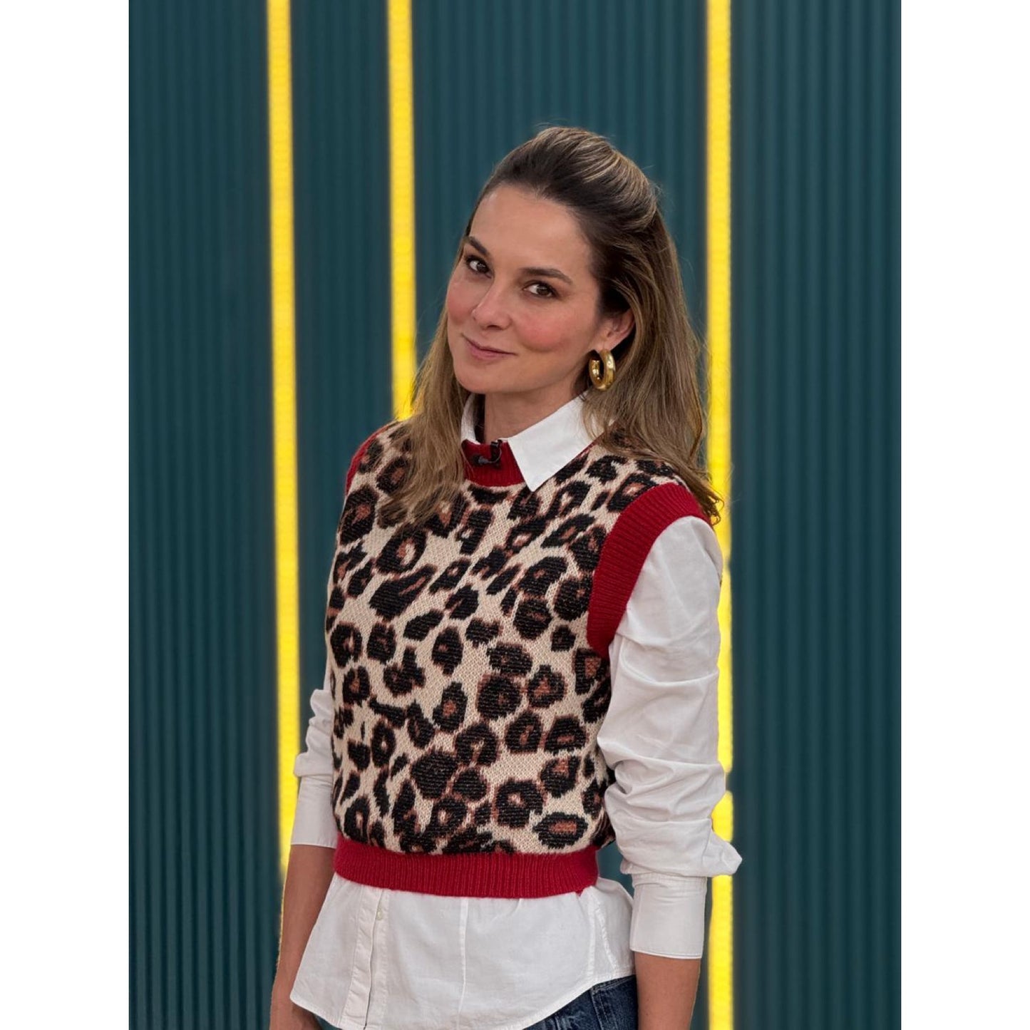 Chaleco Tejido con Estampado Animal Print