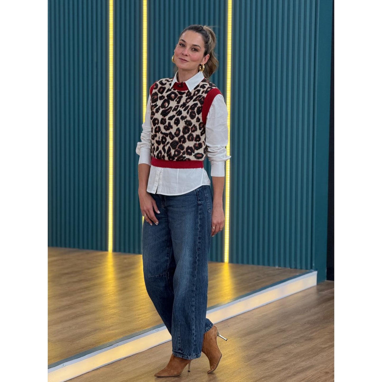 Chaleco Tejido con Estampado Animal Print