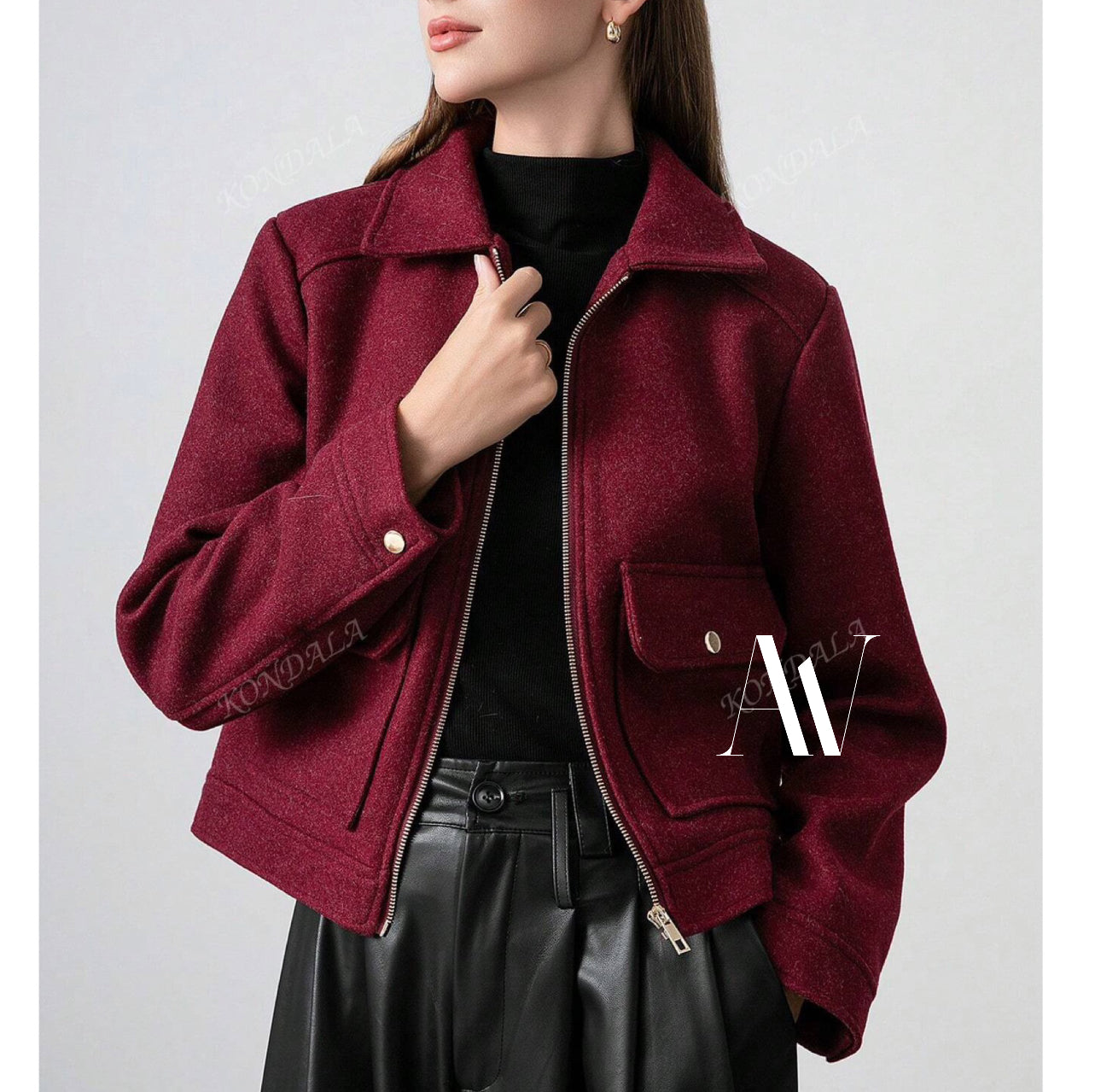 Chaqueta Burgundy con Cremallera