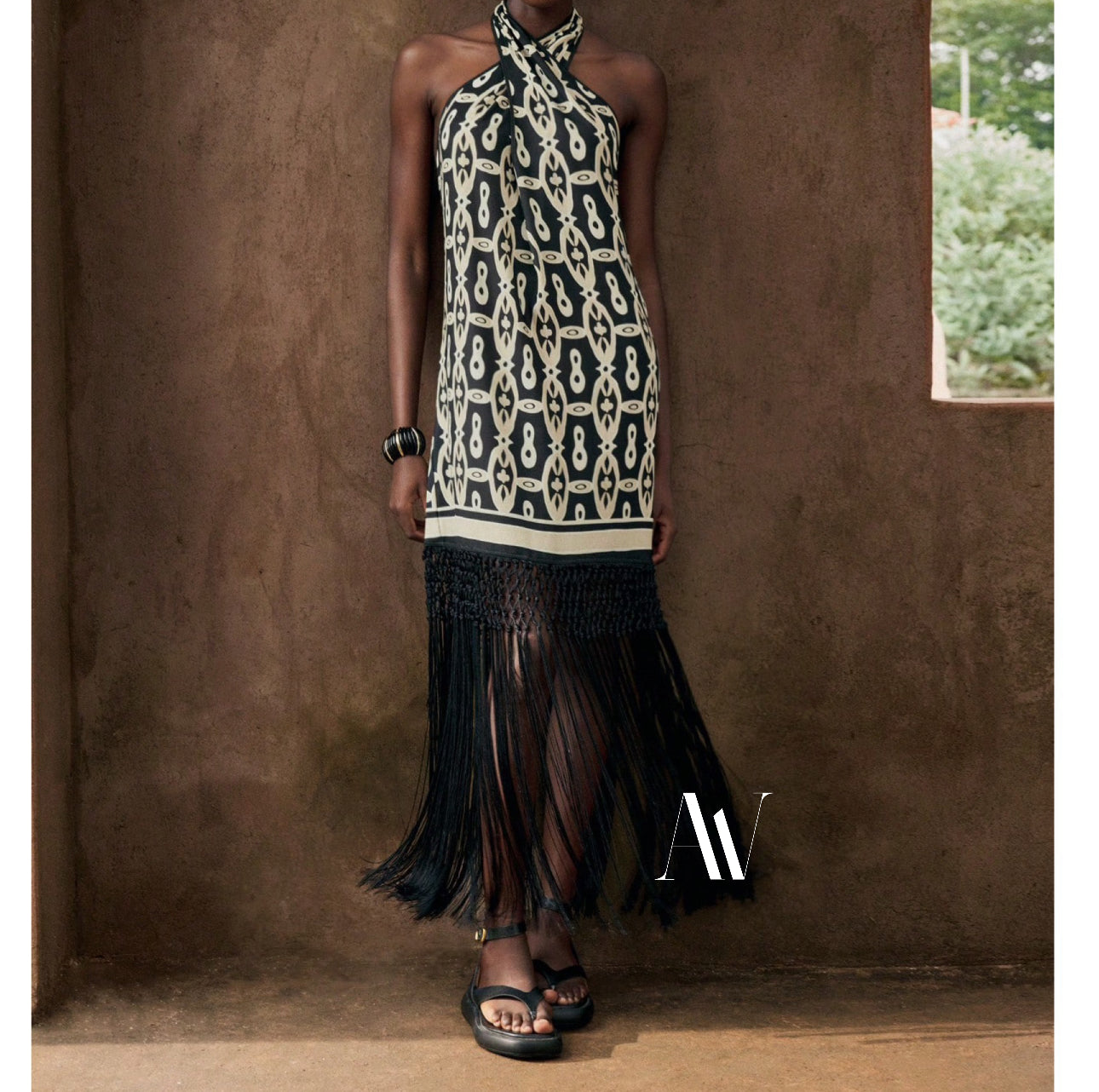 Maxi vestido con Flecos