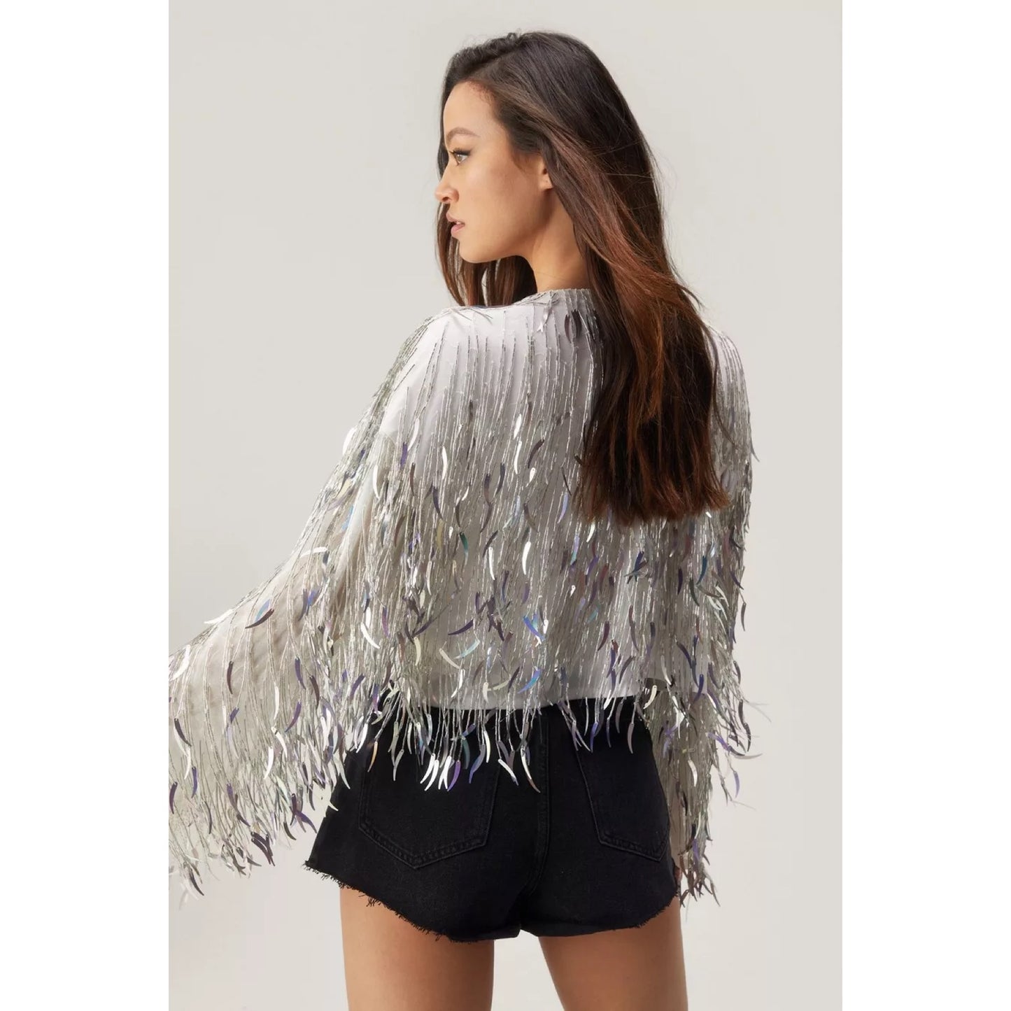 Chaqueta de Lentejuelas con Flecos Glitter