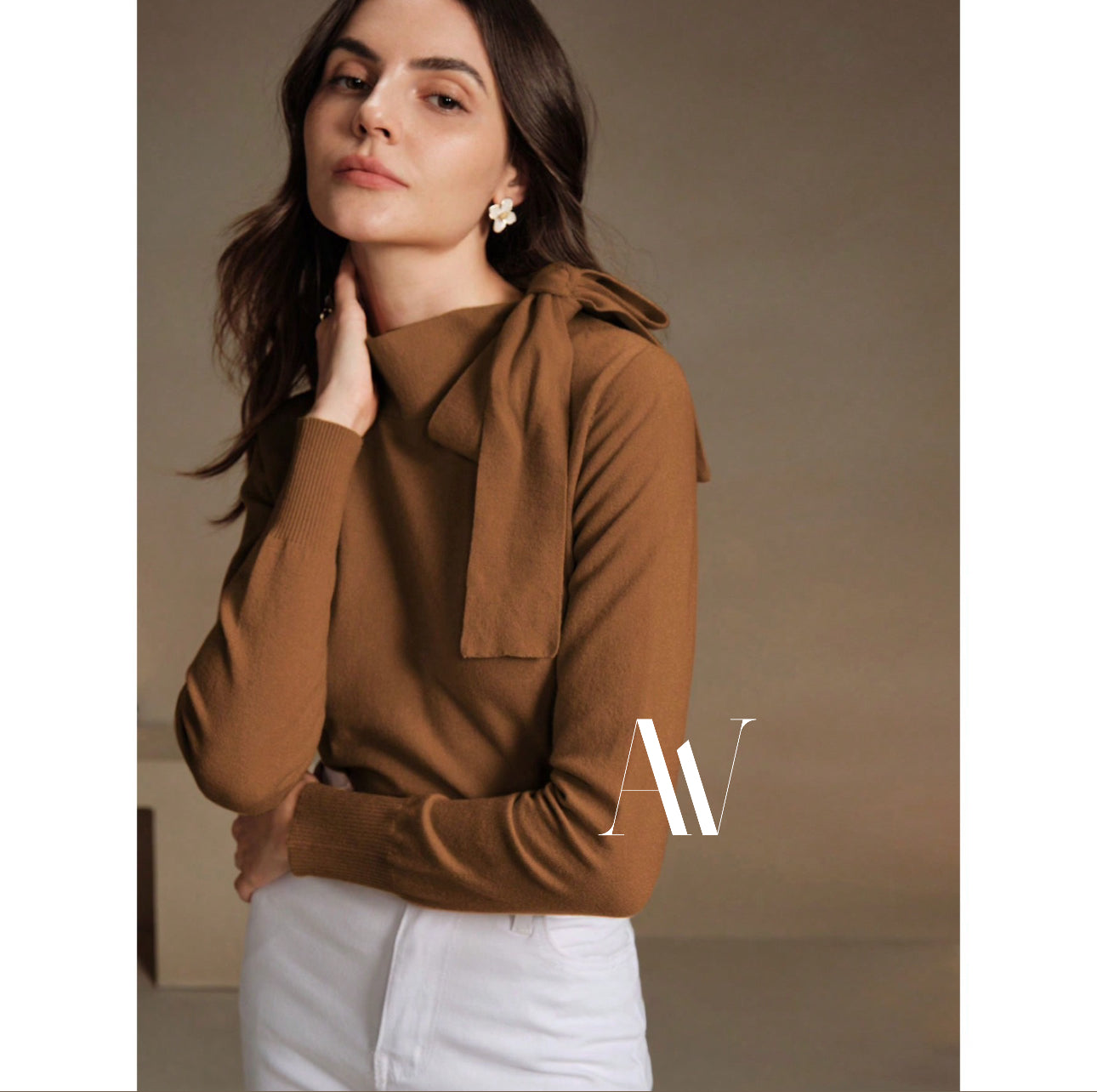 Swéater de Cuello Alto con Lazo