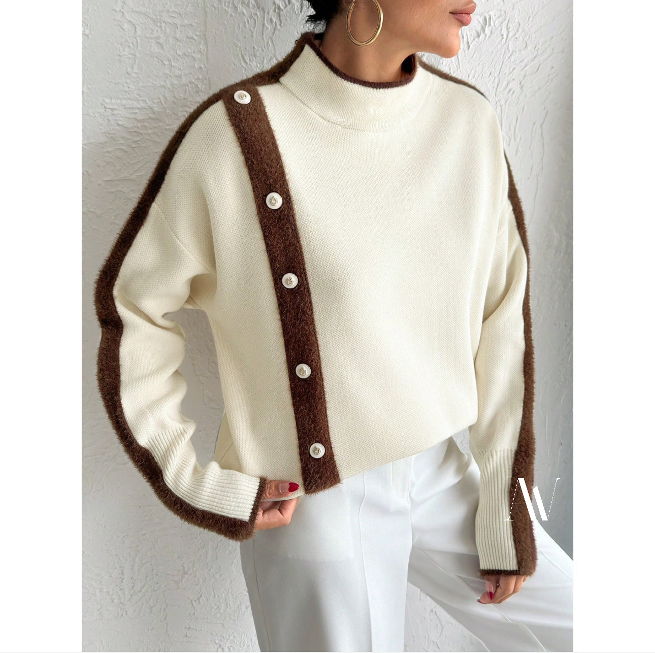 Sweater Lineas Frontales Mocha As