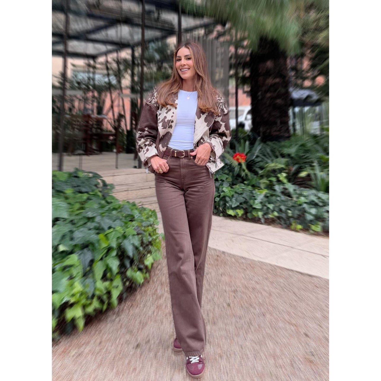 Chaqueta Mocha con Solapa Ancha Vaca