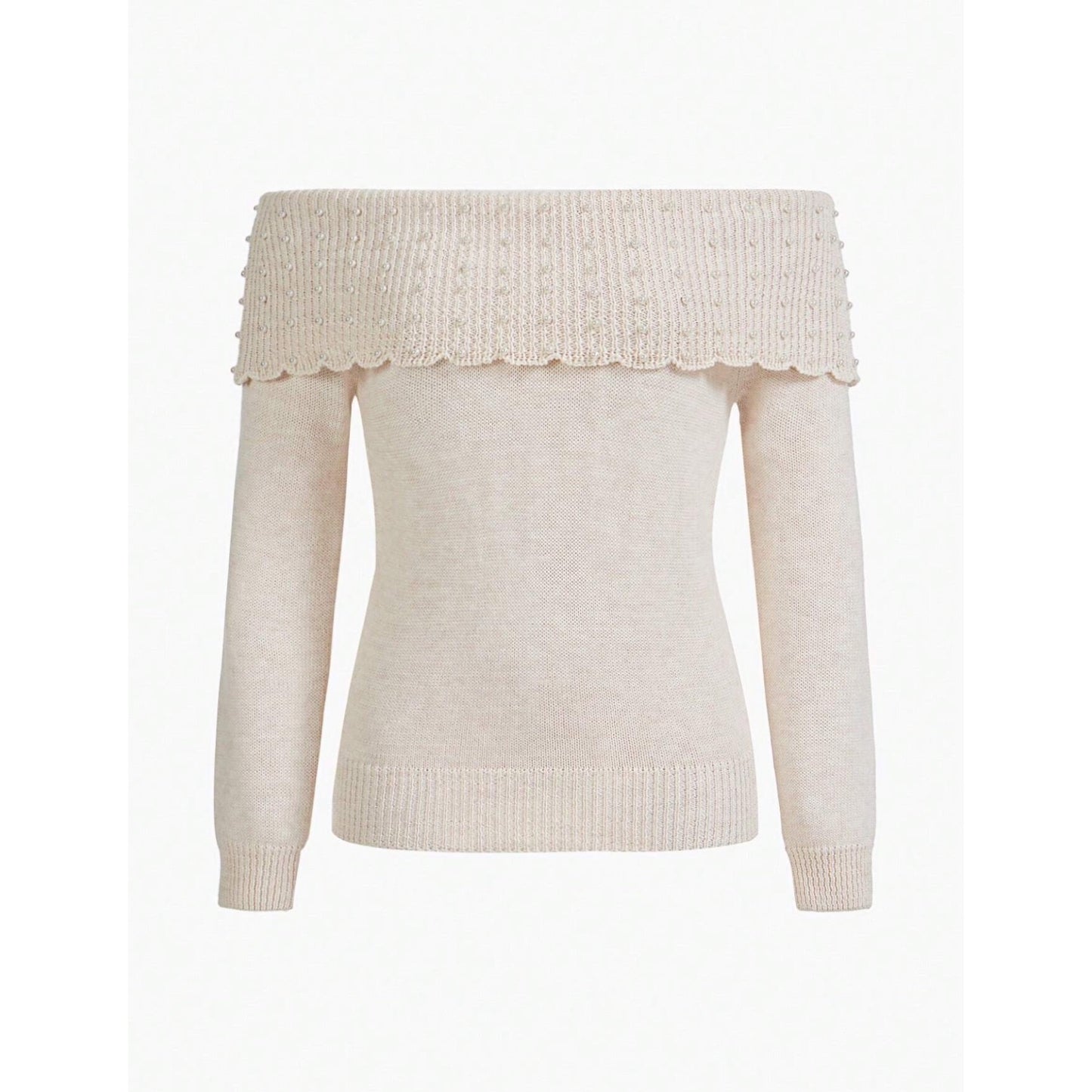Sweater Cuello Barco Recamado con perlas