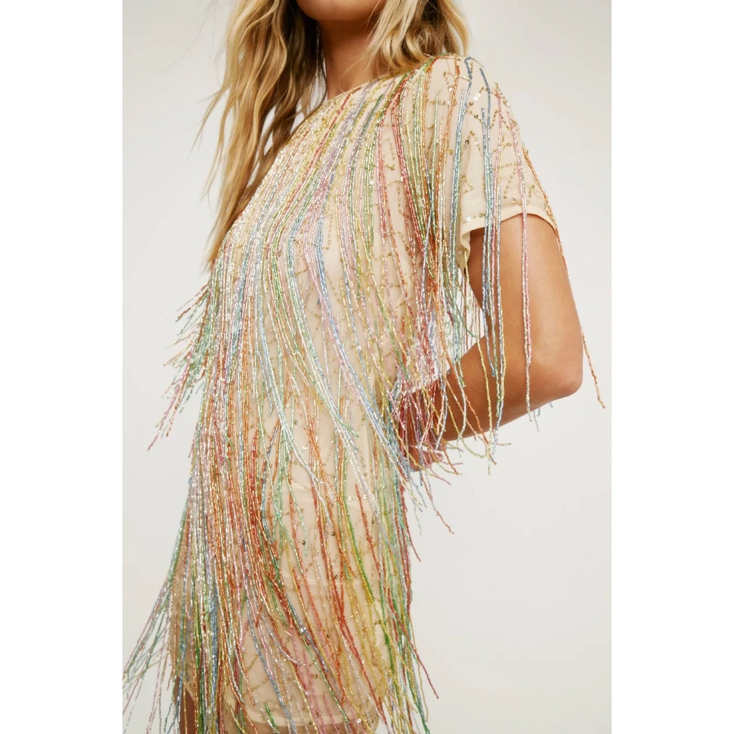 Vestido Glitter con Flecos