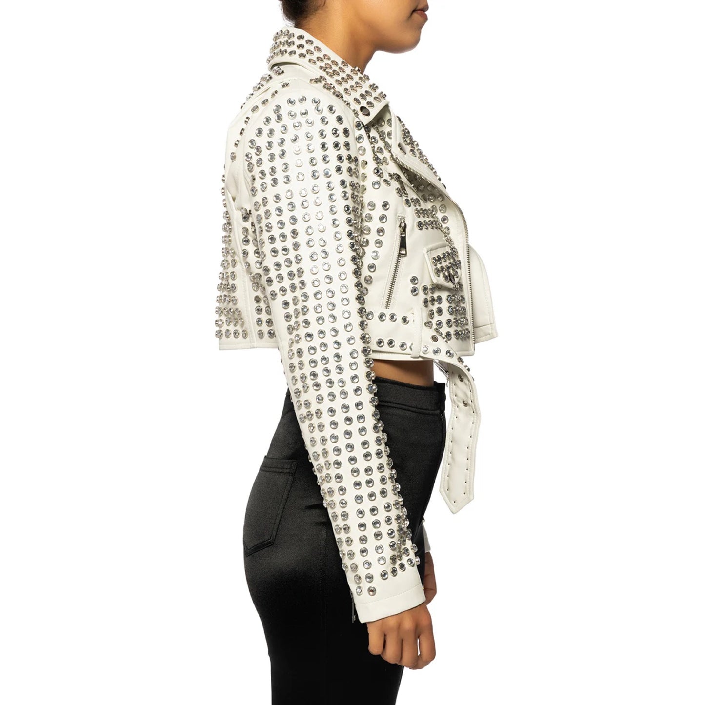 Chaqueta Tipo Motociclista con Apliques