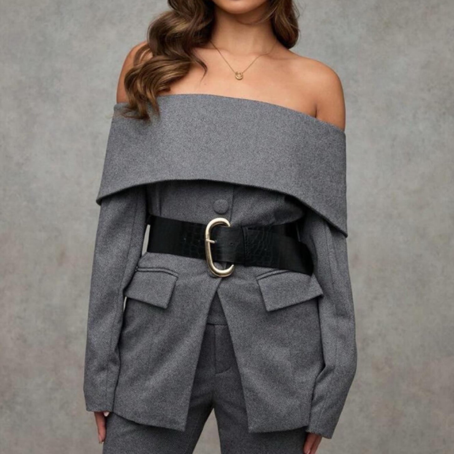 Boat Neck Top with Belt