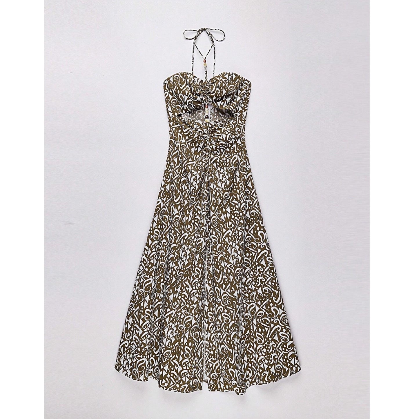 Printed Maxi Dress with Strapless Neckline