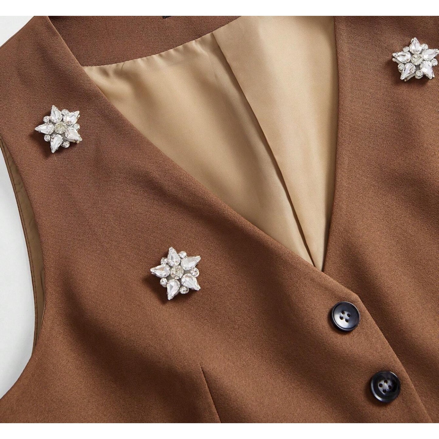 Mocha Rhinestone Vest
